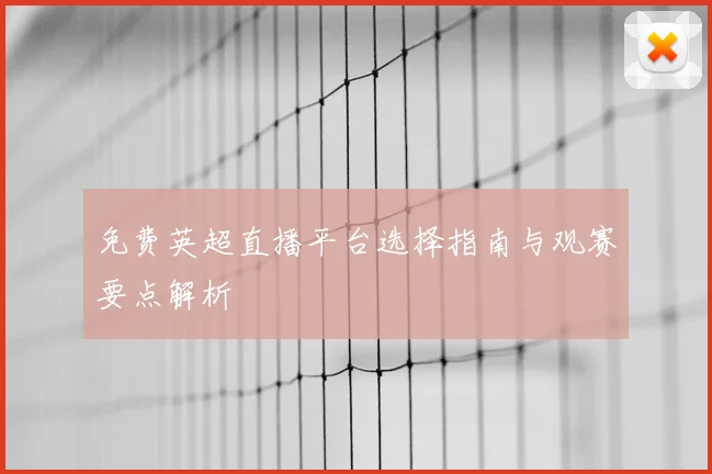 免费英超直播平台选择指南与观赛要点解析